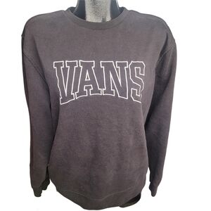 Vans Black Crew Neck Pullover Logo Front Sweatshirt L